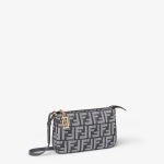 FENDI Baguette Pouch Dark blue denim-effect FF jacquard pouch - Image 3